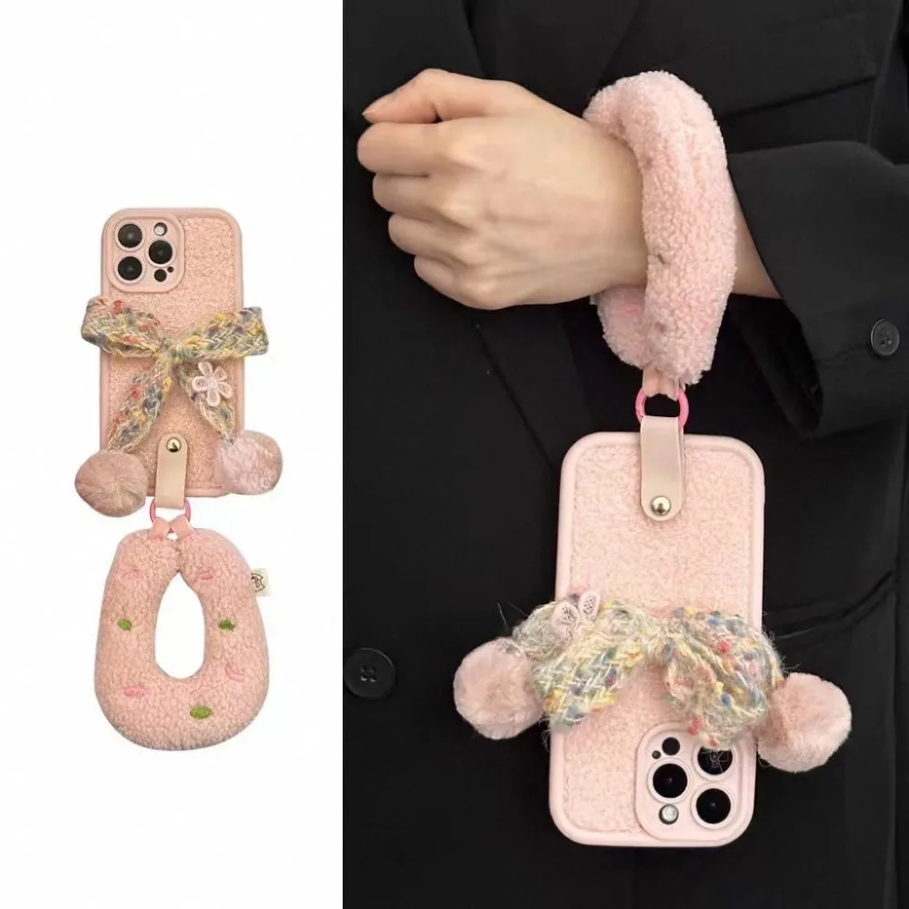 

Чехол для телефона для iphone 16, 15, 14, 13, 12, 11, 8 7 X XS XR Pro Max Plus, новый INS, осенне-зимний защитный чехол с 3D бантом и браслетом