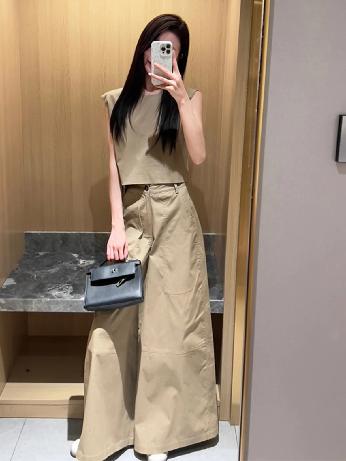 

Модный повседневный комплект из двух предметов Svel Round Ne для женщин, лето 2022, американская пряная рабочая одежда для девочек, брюки, юбка-миди