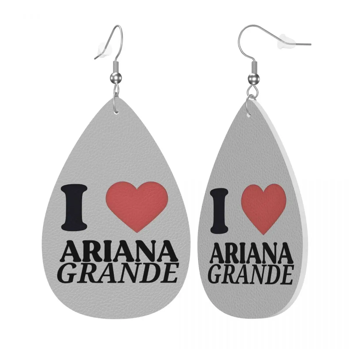 Custom I LoveG-Grande A-Ariana Dangle Drop Earrings Leather Earrings for Women Fashion America Pop Singer For Party