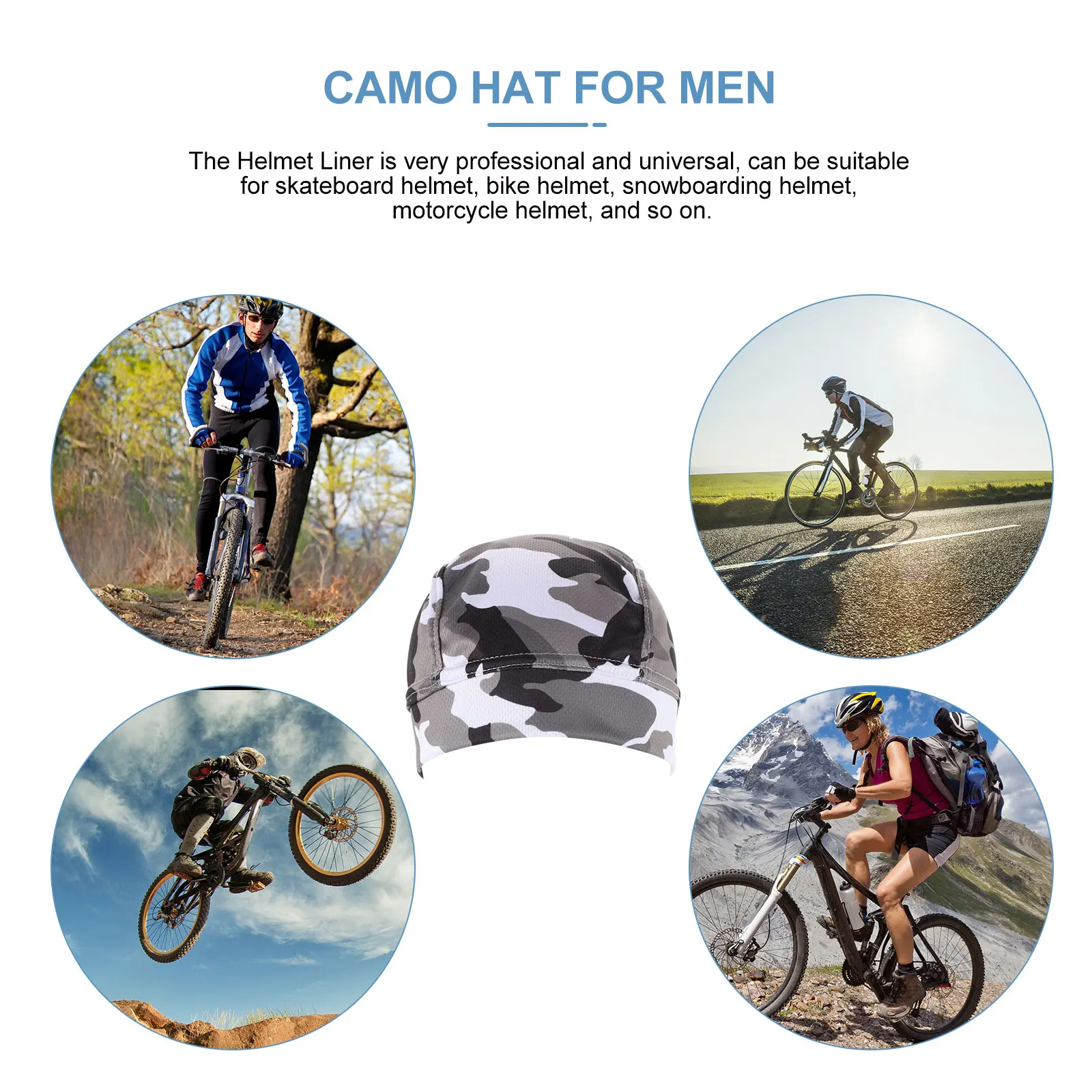

camo hat for men breathable liner elastic hat decorative skull hat portable liner hat
