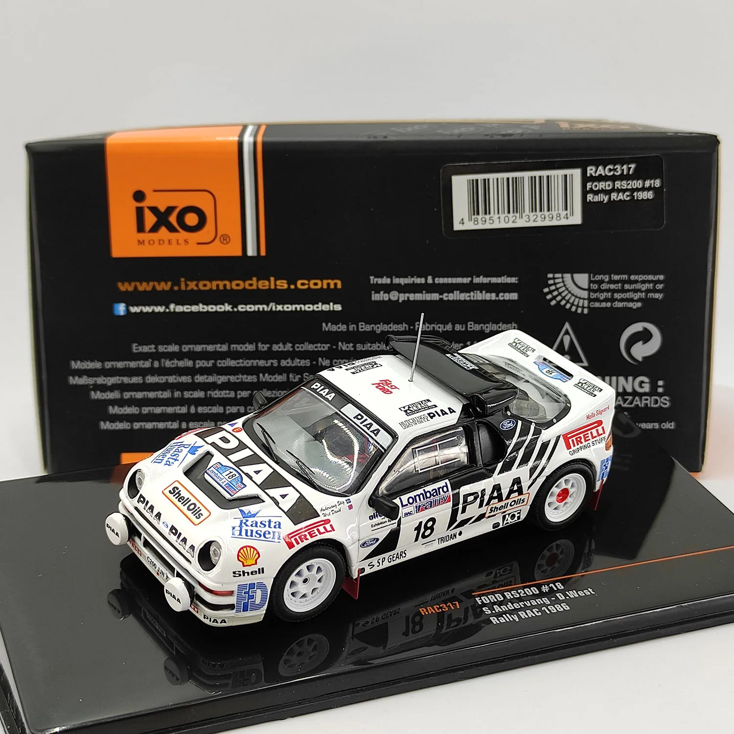 

Diecast IXO 1:43 Scale Ford RS200 #18 RAC 1986 Alloy Racing Car Model Collectible Toy Gift Souvenir Display Ornament