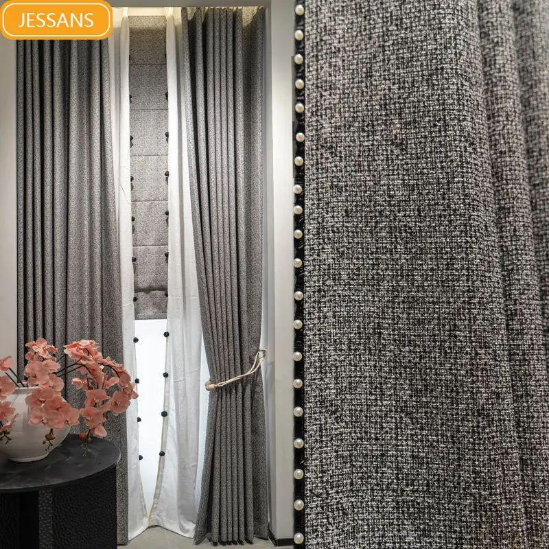 nouveaux-rideaux-jacquard-en-coton-et-lin-tisse-noir-et-gris-pour-salon-chambre-a-coucher-ecran-de-fenetre-francais-personnalise-produits-finis