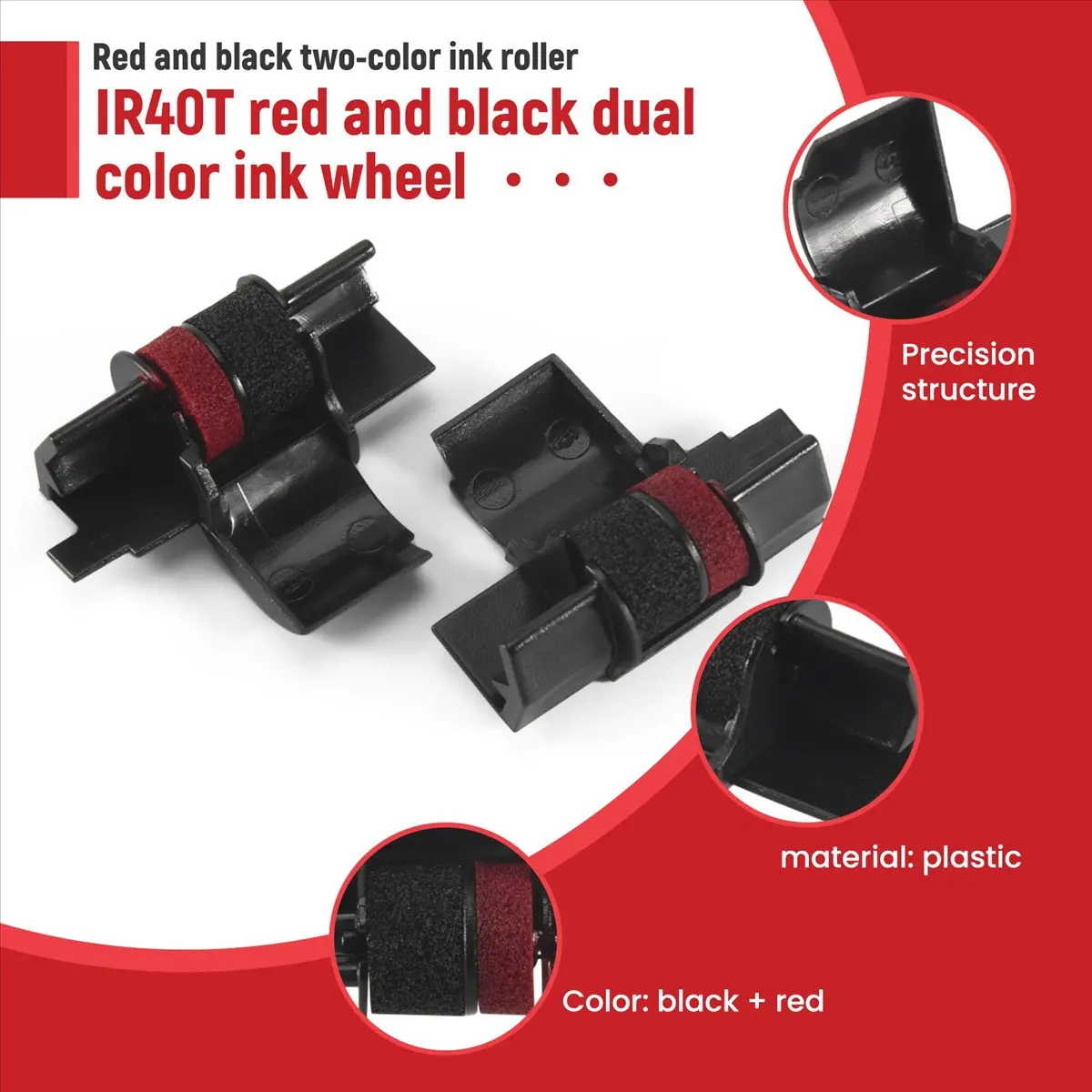 A46U IR-40T (5 Pack) Compatible Calculator Printer Ribbons Ink Roller - Black & Red view 5