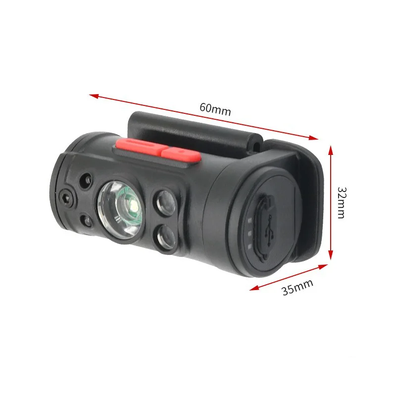 Outdoor Portable USB C Rechargeable LED Camping Hunting Headlamp With Sensor Switch 130LM Emergency Inspection Head Torch Light