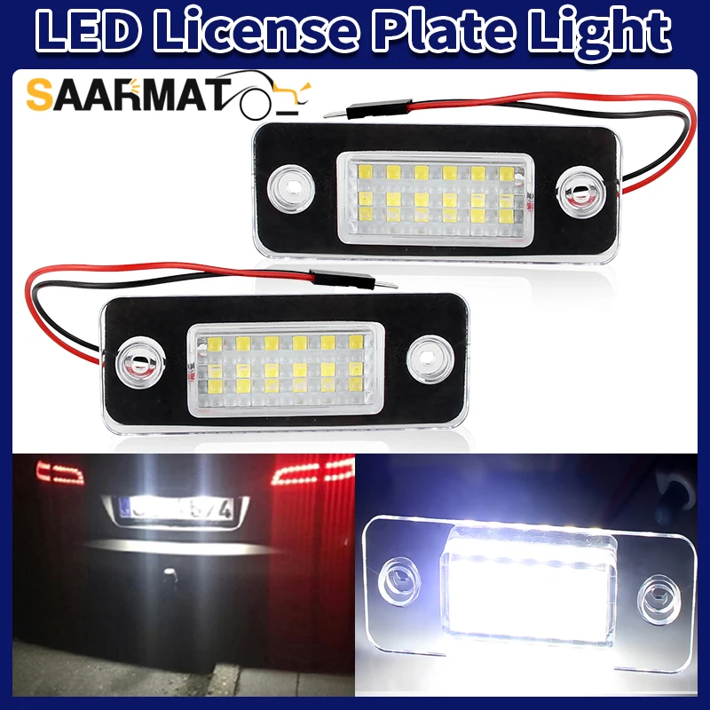 2Pcs Canbus No Error LED License Number Plate Lights Assembly For Audi A8 D3 2002-2010 OEM#: 4E0943021 Tag Lamps Car Accessories