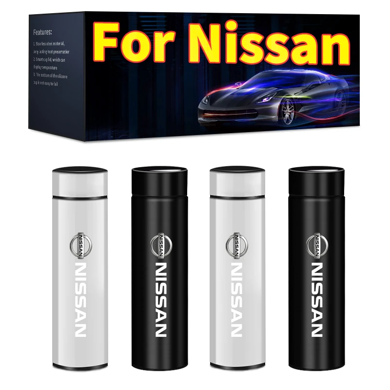 500ml Portable Car Logo Intelligent Stainless Steel Thermos Bottle For Nissan Qashqai X J10 Trail Tiida Juke Teana Pulsar Altima