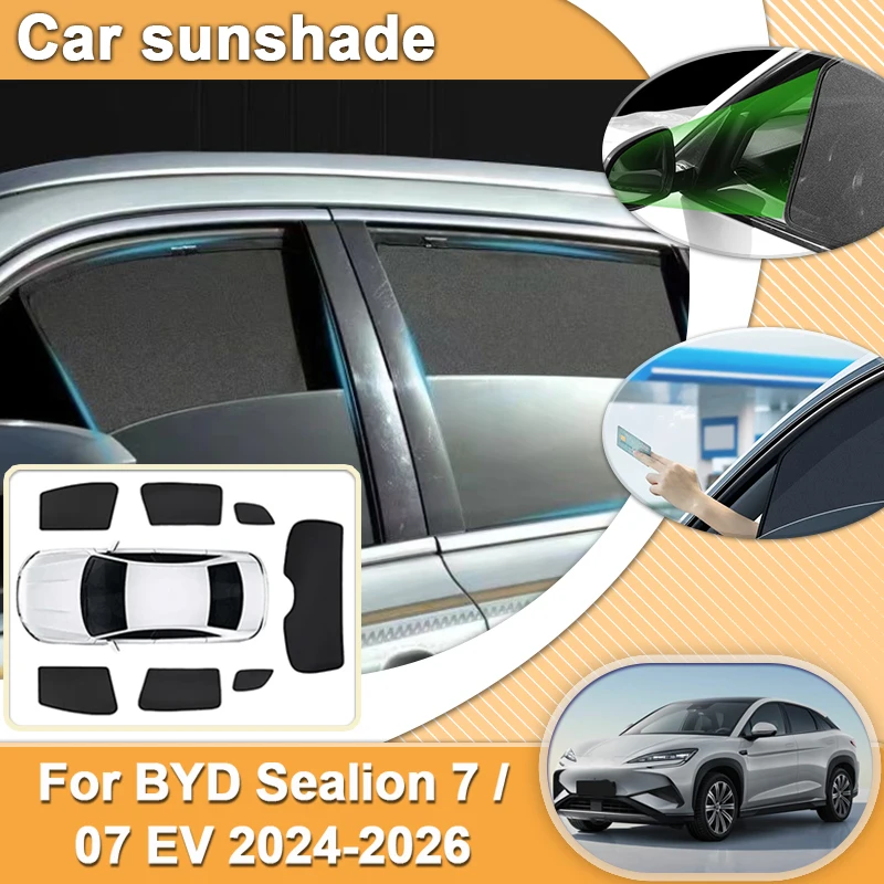 BYD SEALION 7 サンシェード For BYD Sealion 7 07 EV 2024 2025 2026 Mesh Sunshade Shield