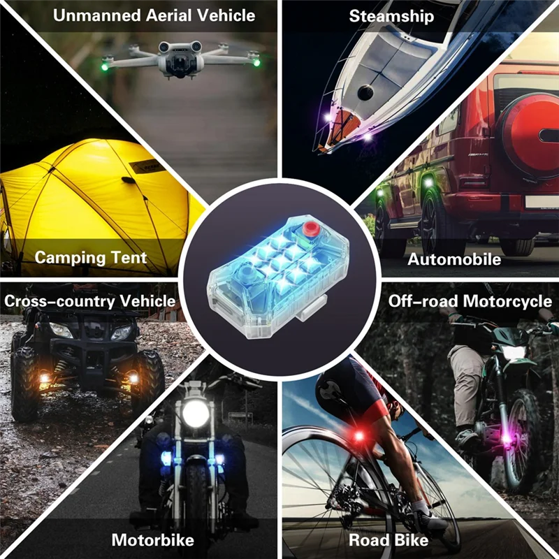 APPLIA-luces estroboscópicas LED recargables inalámbricas con Control remoto impermeables para motocicleta bicicleta coche Drone avión