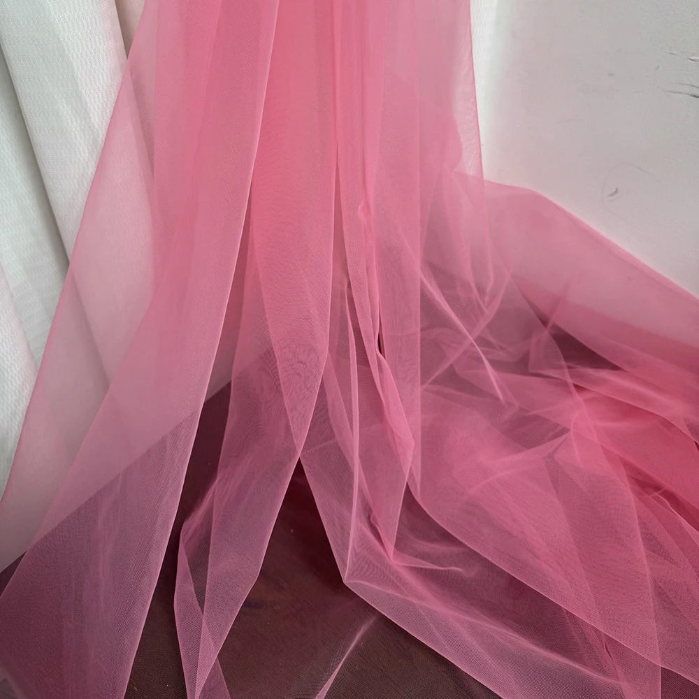 Pink red Tulle wedding background ceiling mesh wedding dress photography background cloth children\'s clothing fabric