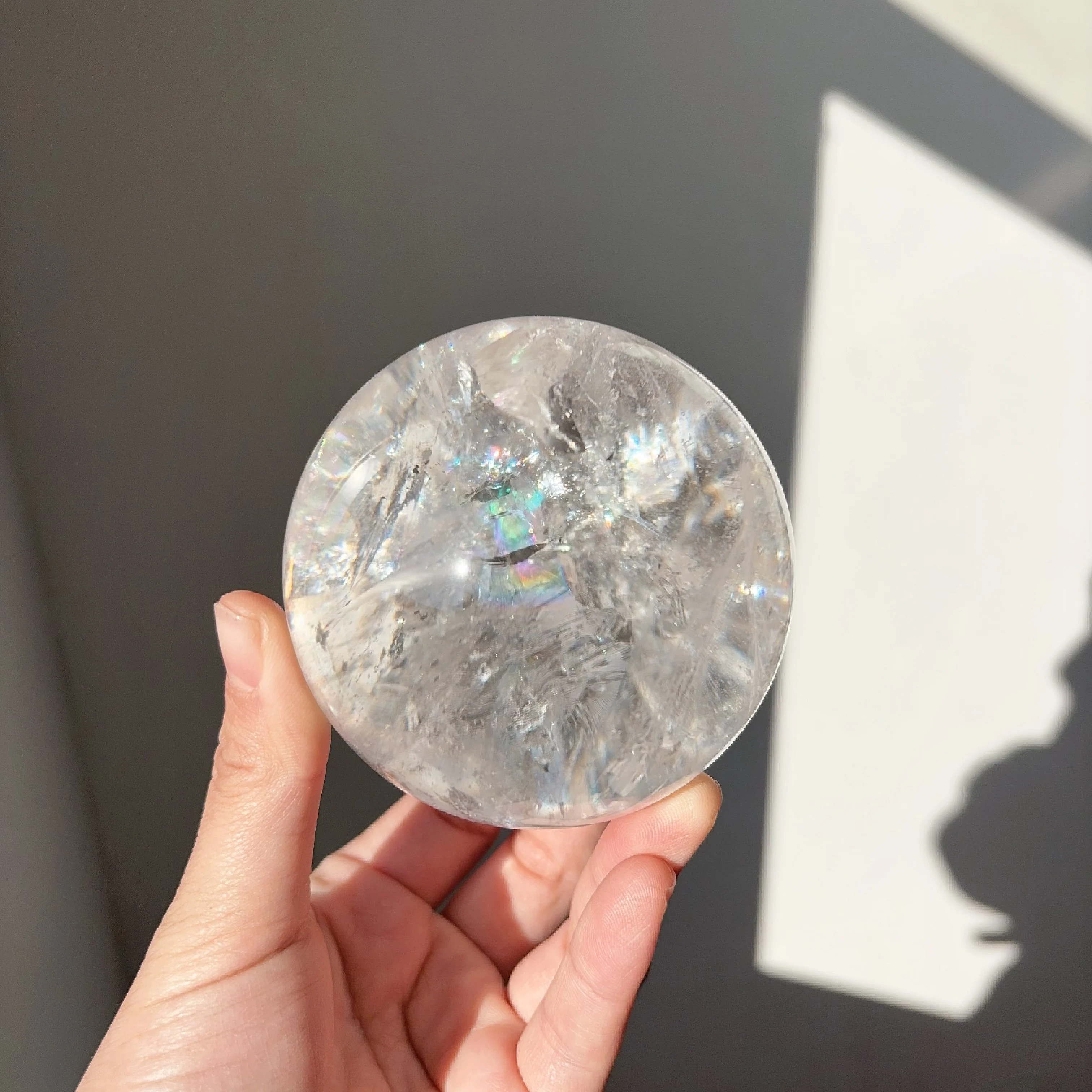 Natural crystal ball rainbow burst color big ball ornament decoration