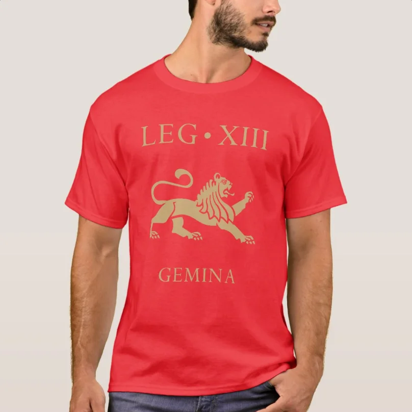 Roman Legion SPQR Legio XIII Gemina Lion Symbol T-Shirt 100% Cotton O-Neck Summer Short Sleeve Casual Mens T-shirt Size S-3XL