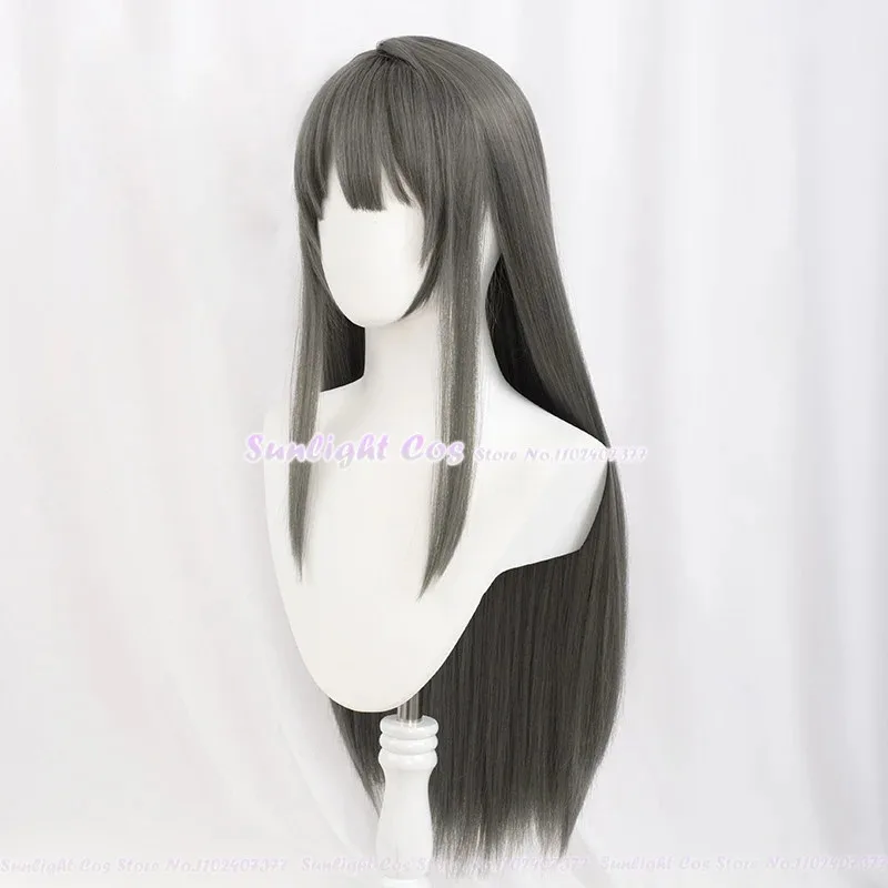 

CyAnime Косплей Сакурадзима Май Косплей Парик 80 см Серые термостойкие парики