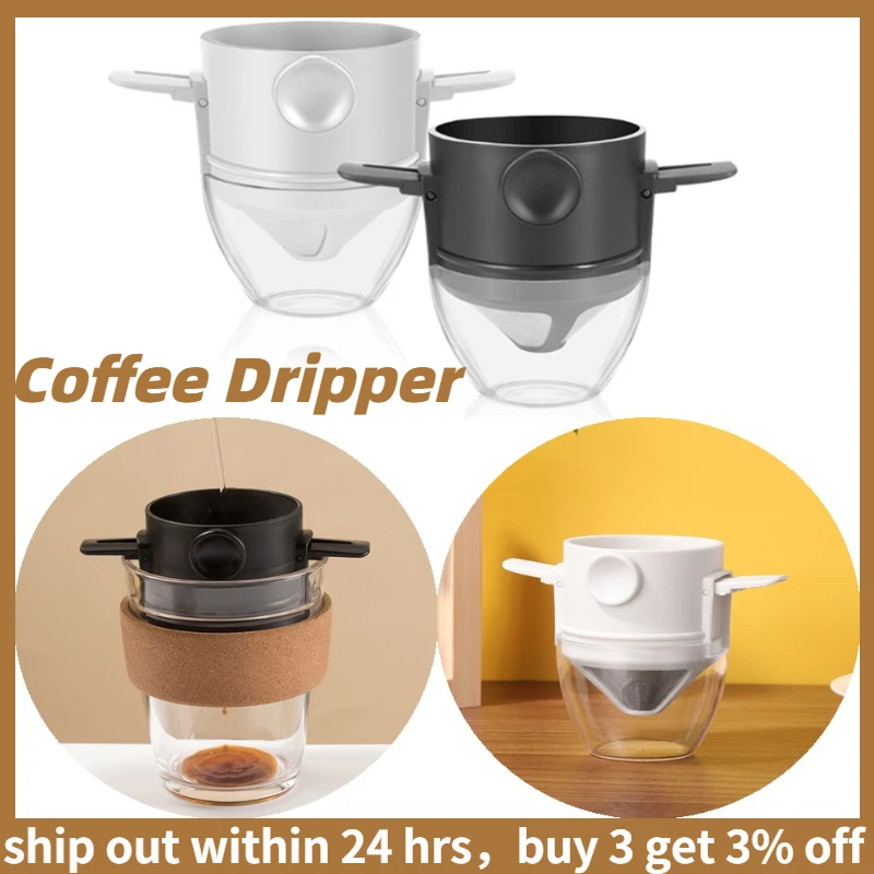 Portable Foldable Coffee Filter Stainless Steel Easy Clean Reusable Coffee Funnel Paperless Pour Coffee Dripper Dropshipping