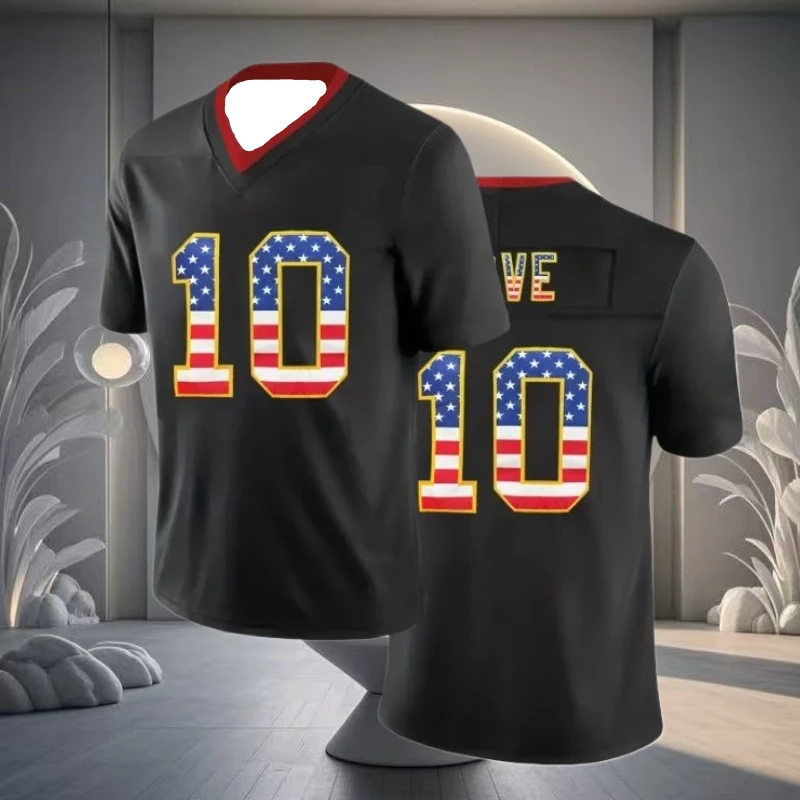 

New Fashionable Men's Football Shirts, Casual 3D Printed V-neck T-shirts, High-quality Breathable, Comfortable and Quick-drying