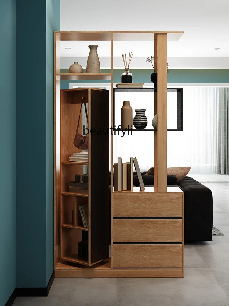 

zxqNordic Solid Wood Subareas Screens Living Room Modern Minimalist Hallway Wine Cabinet Locker Integrated Wall Porch Cabinet