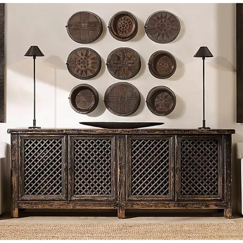 French country vintage vintage entrance hall decorative cabinet, American style fully assembled solid wood sideboard