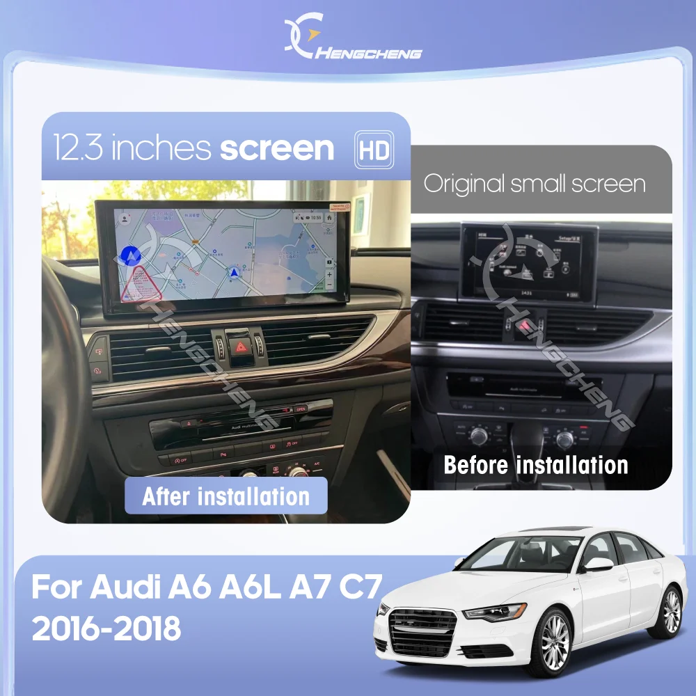 For Audi A6 A7 C7 2012-2018 A6 radio GPS 4G navigation CarPlay 12.3 inches. Keep original CD, MMI  smart multimedia video player