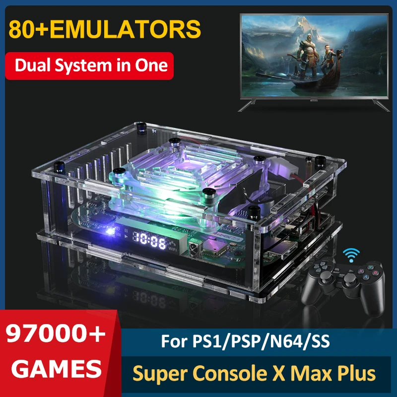 

Super Console X Max Plus Video Game Console Built in 97000 Classic Game For PSP/N64/Sega Saturn Game Player 8K HD Wifi TV Box