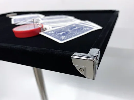 صينية طاولة الساحر (ديكور فضي) طاولة سحرية احترافية، صينية خدع سحرية، صندوق بطاقات العملات المعدنية، سحر قريب