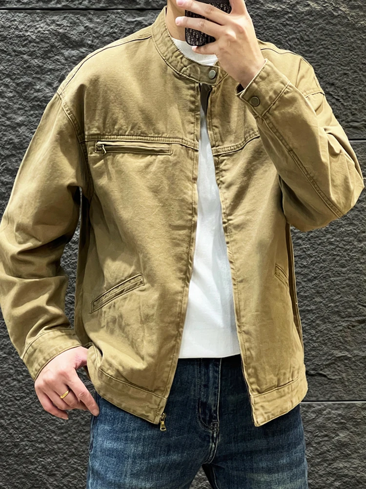 

Мужская повседневная рабочая куртка в американском стиле, осенне-зимняя, свободного кроя, из денима, молодежная, популярная, с множеством карманов