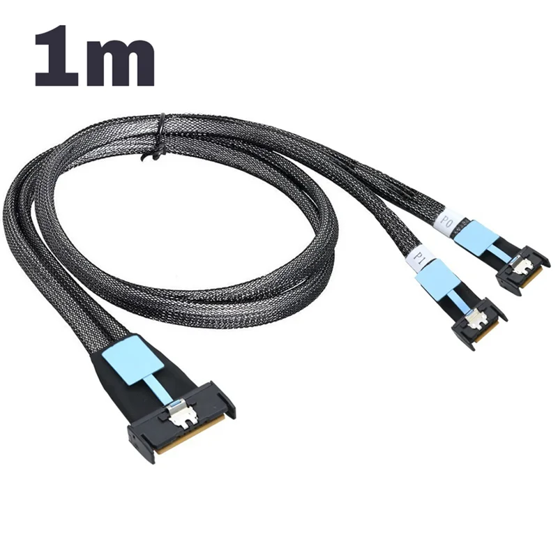

High Quality-Gen5 Mclo X8 Adapter Cable Gen5 MCIO X8 To Dual MCIO X4 Server Cable For PC SATA 3.0 U.2 Oculink Pcie Sata Cable 1M