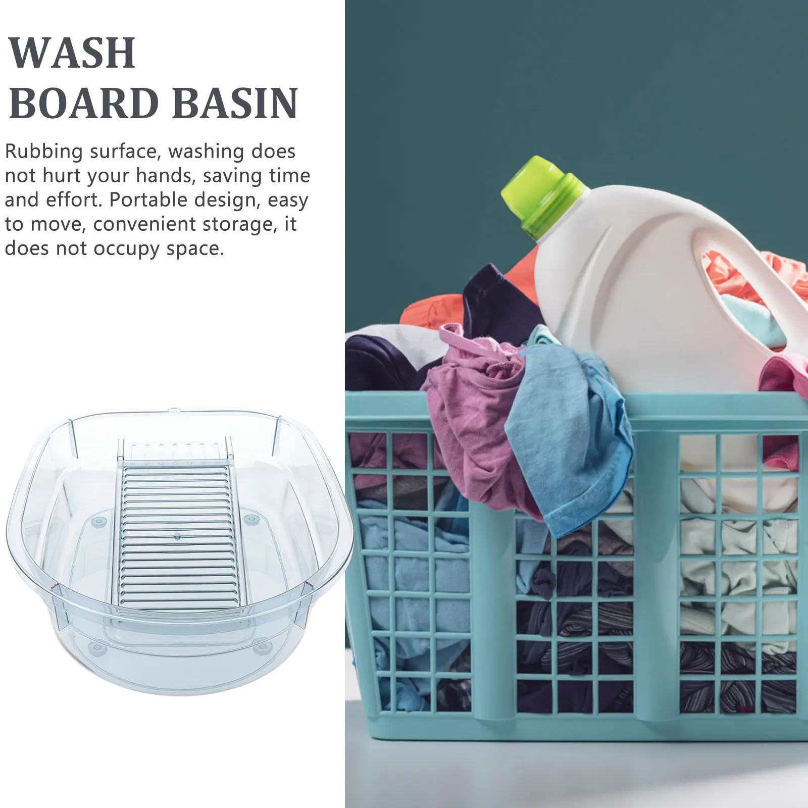 

Integrated Washbasin Washboard High Transparency Baby Clothes Laundry Sky Blue Student Dorm Home Use Durable PP Material Outdoor