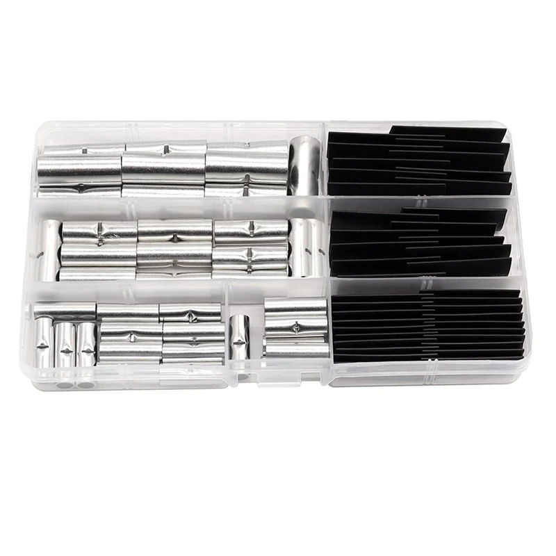 

AFBC 80PCS 6 Values 4/6/8AWG Non Insulated Butt Connectors Kit With Heat Shrinkable Tube Butt Splice Connector For Automotive