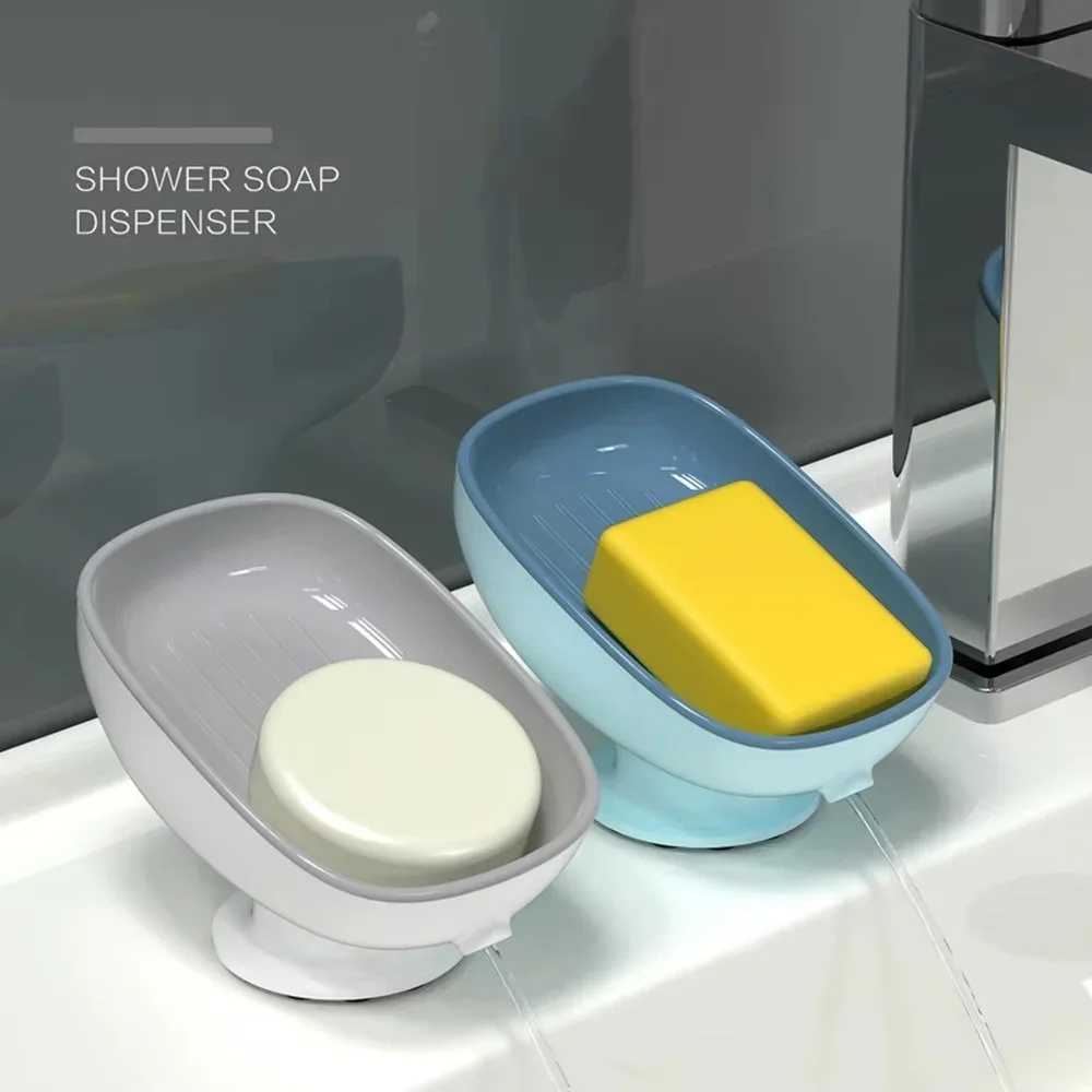 1Pcs Bathroom Soap Dishes Holder Self Draining Soap Box with Super Suction Portable Soap Container for Home Bathroom Accessories