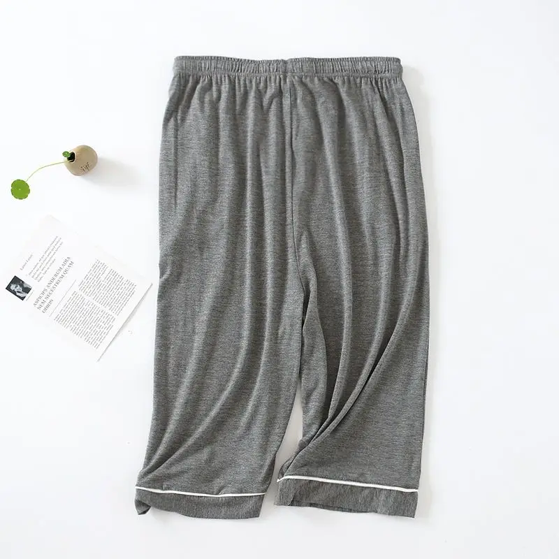 Gentleman Modal Cropped Trousers Large Size Elastic Force Home Pants Thin Loose Pajama Pants Air Conditioner Comfort Summertime