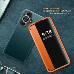 For HUAWEI Nova 11 Case Window View Phone Case Shockproof Leather Flip cover Soft bumper capas Sim Card slot Nova11 Funda