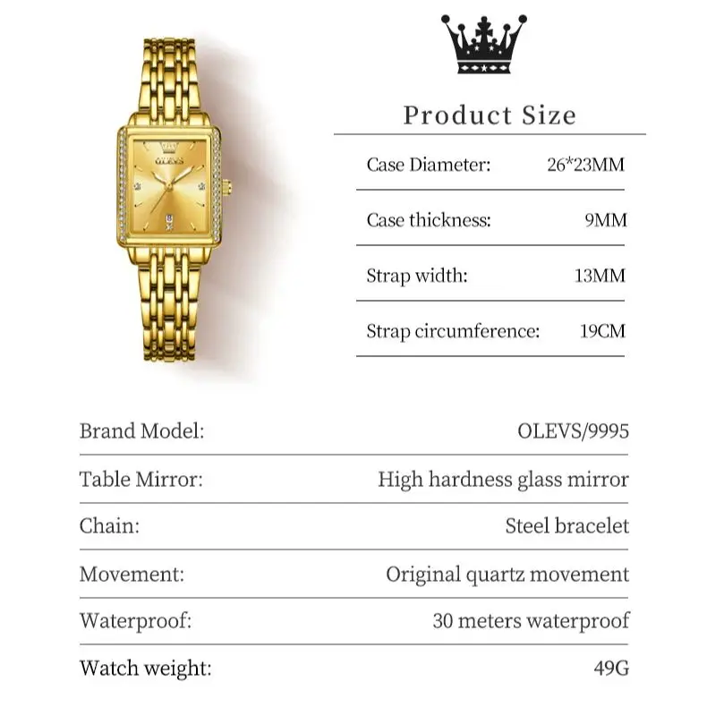 OLEVS Luxury Quartz Women\'s Watch Fashionable Classic Square Elegant Diamond Waterproof dial High quality Original Women\'s Watch