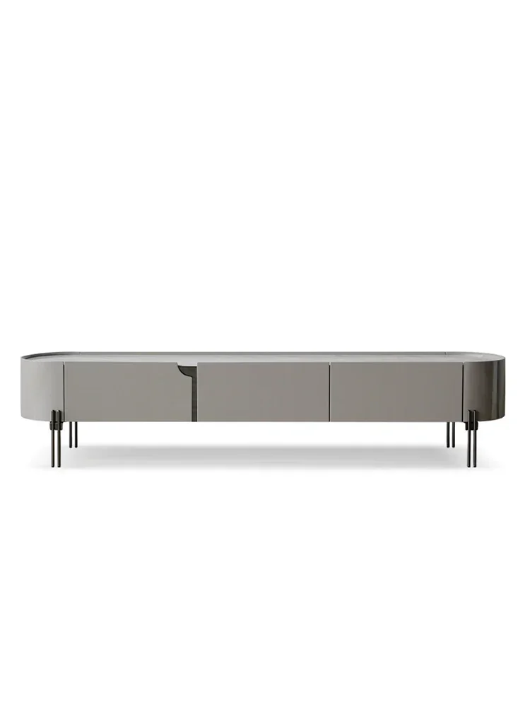 

Italian-Style Light Luxury TV Cabinet Storage White Stone Plate Floor Minimalist Wall Cabinet