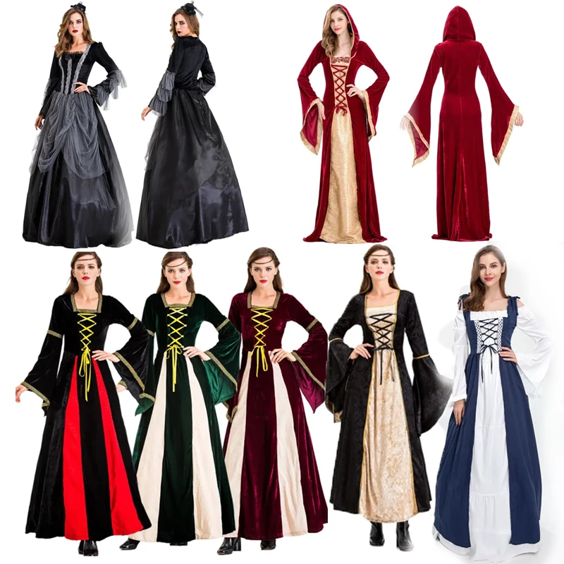 

Halloween European Retro Medieval Court Dress Cos Princess Dress Noble Lady Queen Dress CD Cosplay Wedding Party Stage Dresses