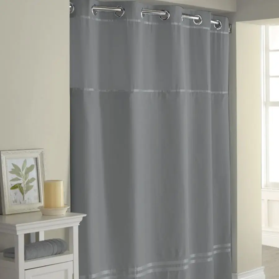 

Шторка для душа Its A Snap Escape, 3-в-1: тканевая шторка для душа с прозрачным верхним окном, кольцами FlexOn и тканевой подкладкой, 71 x