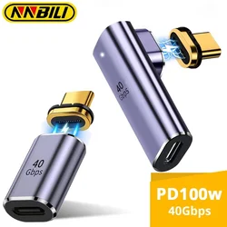 NNBILI 100W Thunderbolt3 Magnetic Adapter USB C To Type C 40Gbps  Fast Charging Magnet Converter Cable 8K@60Hz USB Type C Adapte