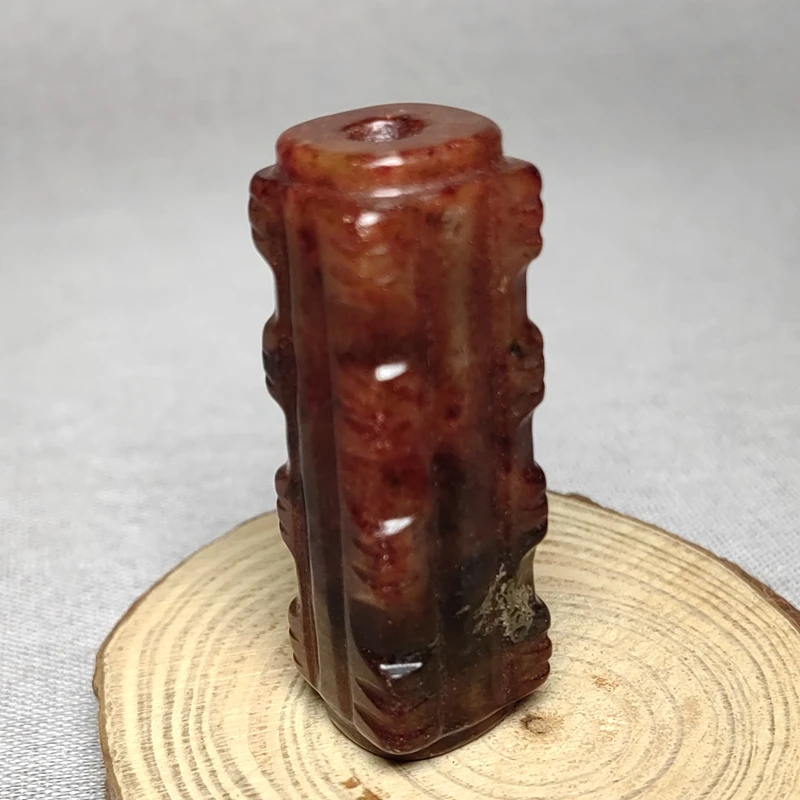 YIZHU CULTUER ART Size 5.6×1.9×1.9cm Chinese Old Jade Carved Fengshui Pendant Liezi Netsuke Ornament Collection