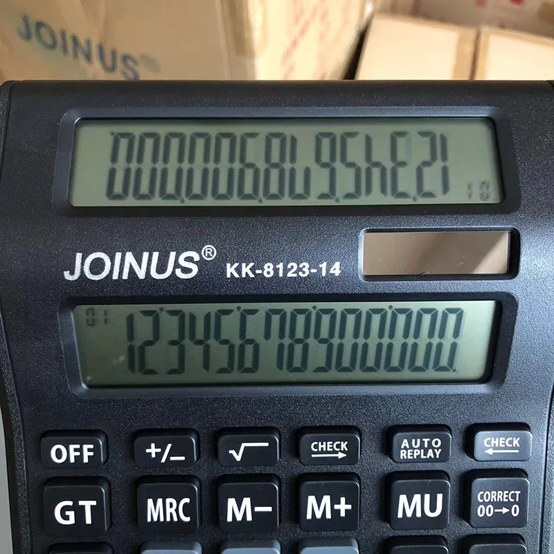 Luxmoc 14-Bit Solar Dual-Screen Calculator Large Screen Display Automatic Replay Desktop Financial Accounter Calculator