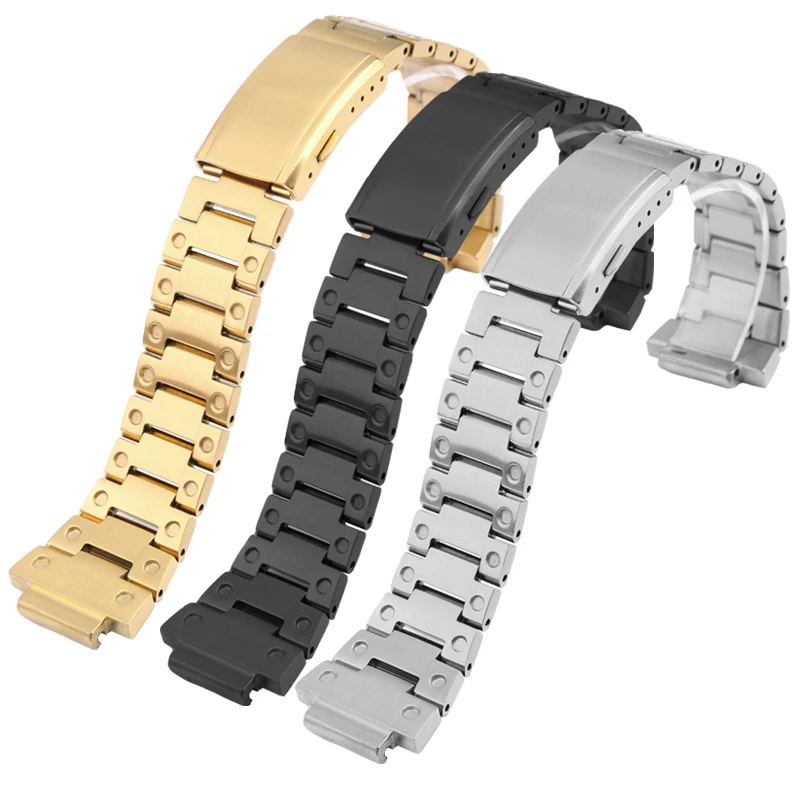 For Casio GM-110 Small gun Watchband G-Shock Watch accessories Fine steel stainless steel GM110 Quick release man Wrist strap