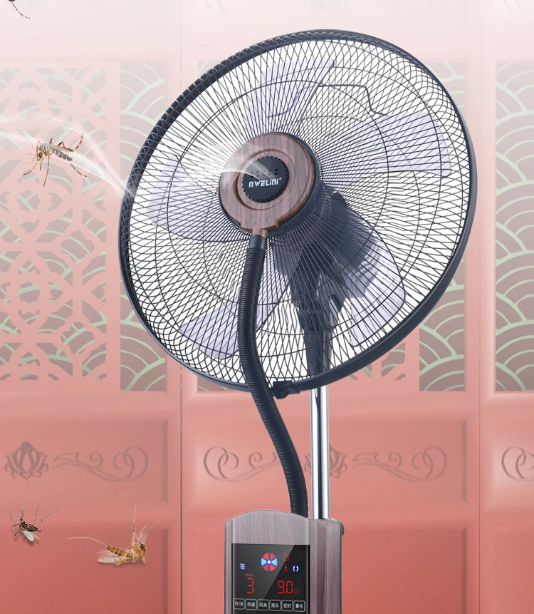 strong wind intelligent floor fan with ice, humidification and cooling, shaking head water-cooled atomizing electric fan