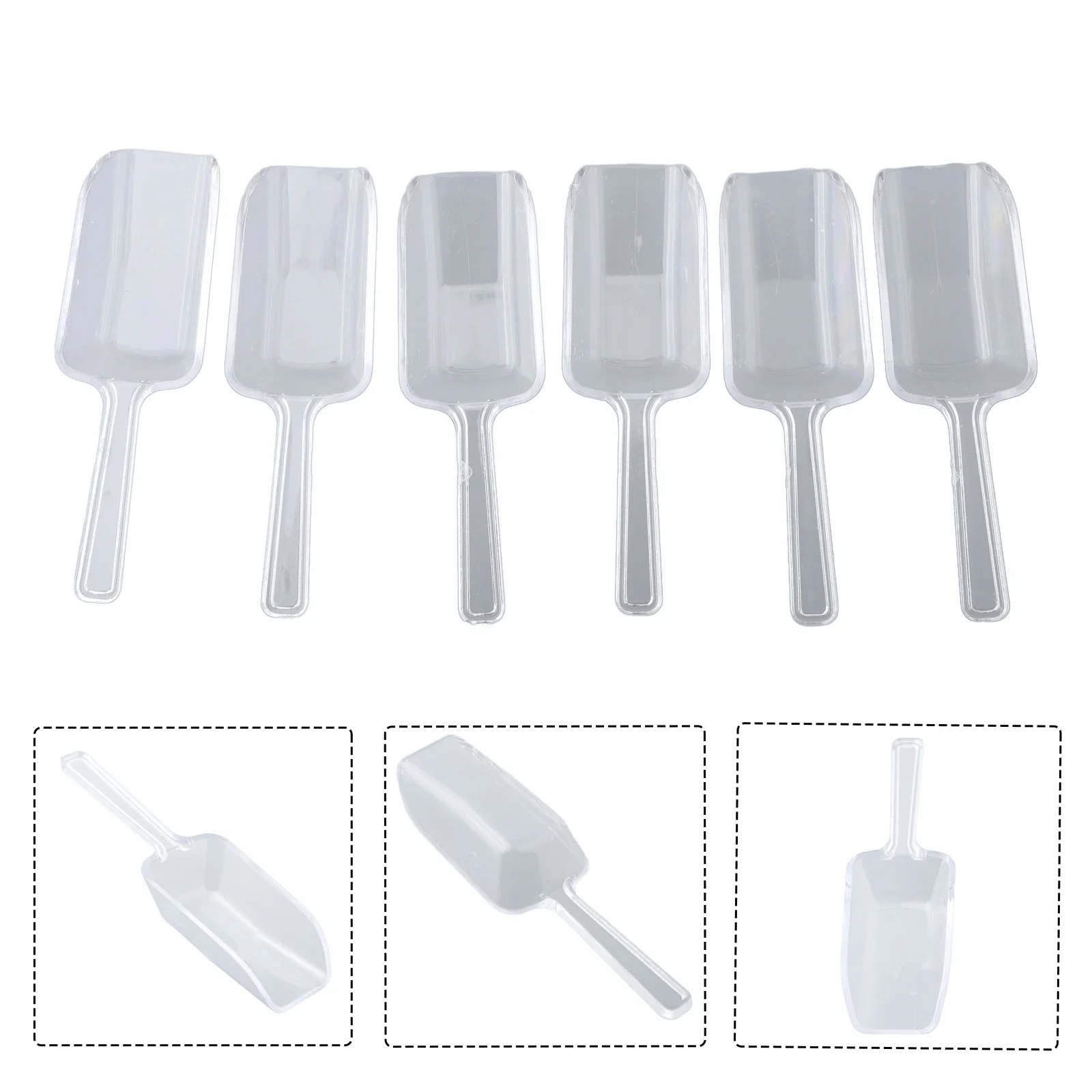6 pçs colheres de gelo de plástico transparente pequena pá de gelo festa bar buffet cozinha gadget para doces sobremesa grão bens secos pá