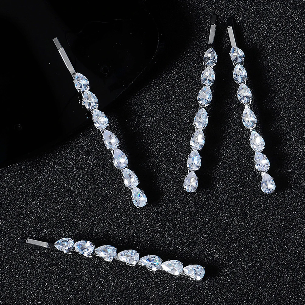 

4Pcs Crystals Hair Clips Rhinestones Hairpin Elegant Design Wedding Party Hair Accessories Lightweight Durable