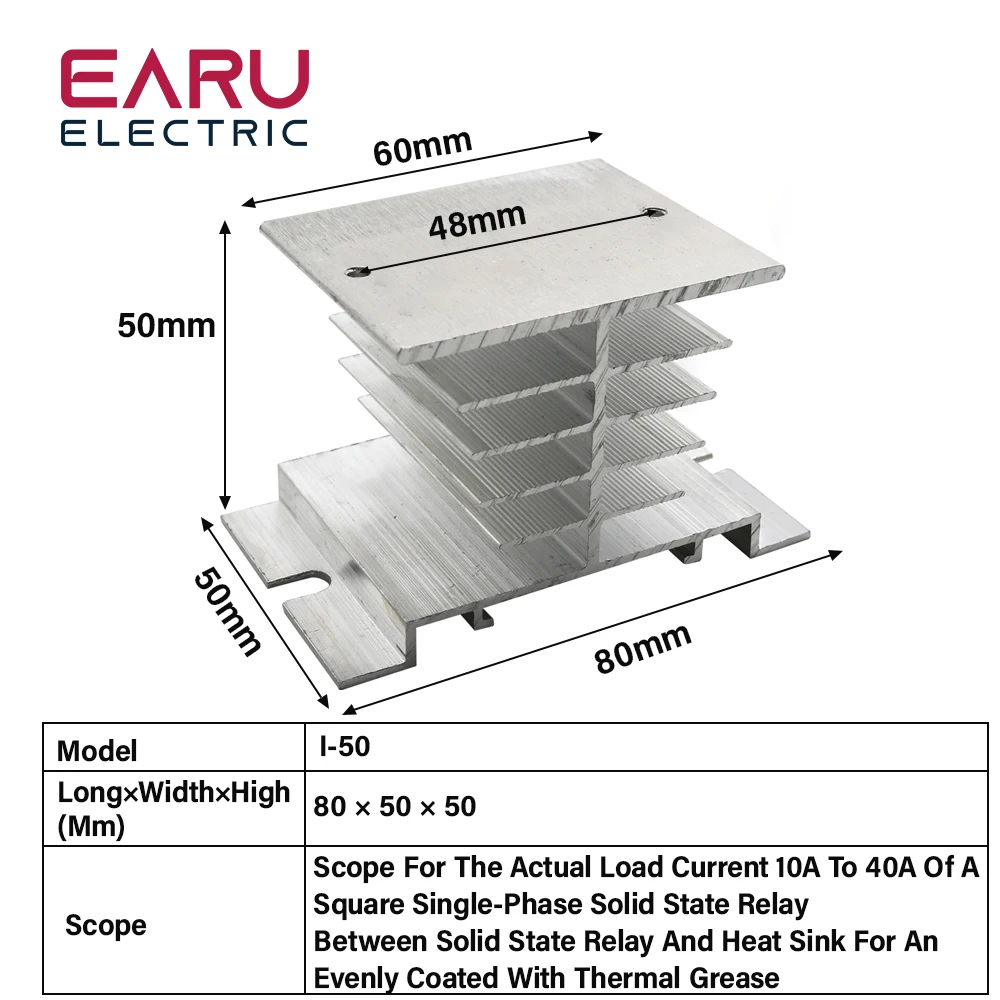 1 pcs 10A-40A New Solid State Relay SSR Aluminum Fins Single Phase Aluminum Heat Sink Dissipation Radiator Newest Rail Mount