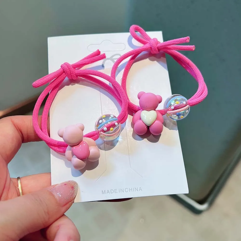 

Simple Pink Heart Bear Colorful Dot Transparent Ball Elastic Hair Band Girl Cute Sweet Ponytail Rubber Ties Fashion Accessories