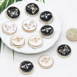 50pcs 11.5mm Round Butterfly/Bee FlatBback Buttons Home Garden Crafts Cabochon Scrapbooking accessori fai da te