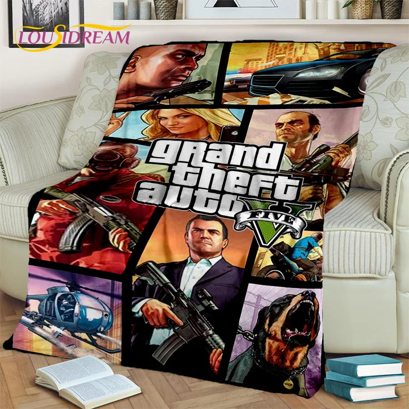 Games GTA  Grand Theft Auto Gamer 3D Blanket,Soft Throw Blanket for Home Bedroom Bed Sofa Picnic Travel Office Cover Blanket Kid