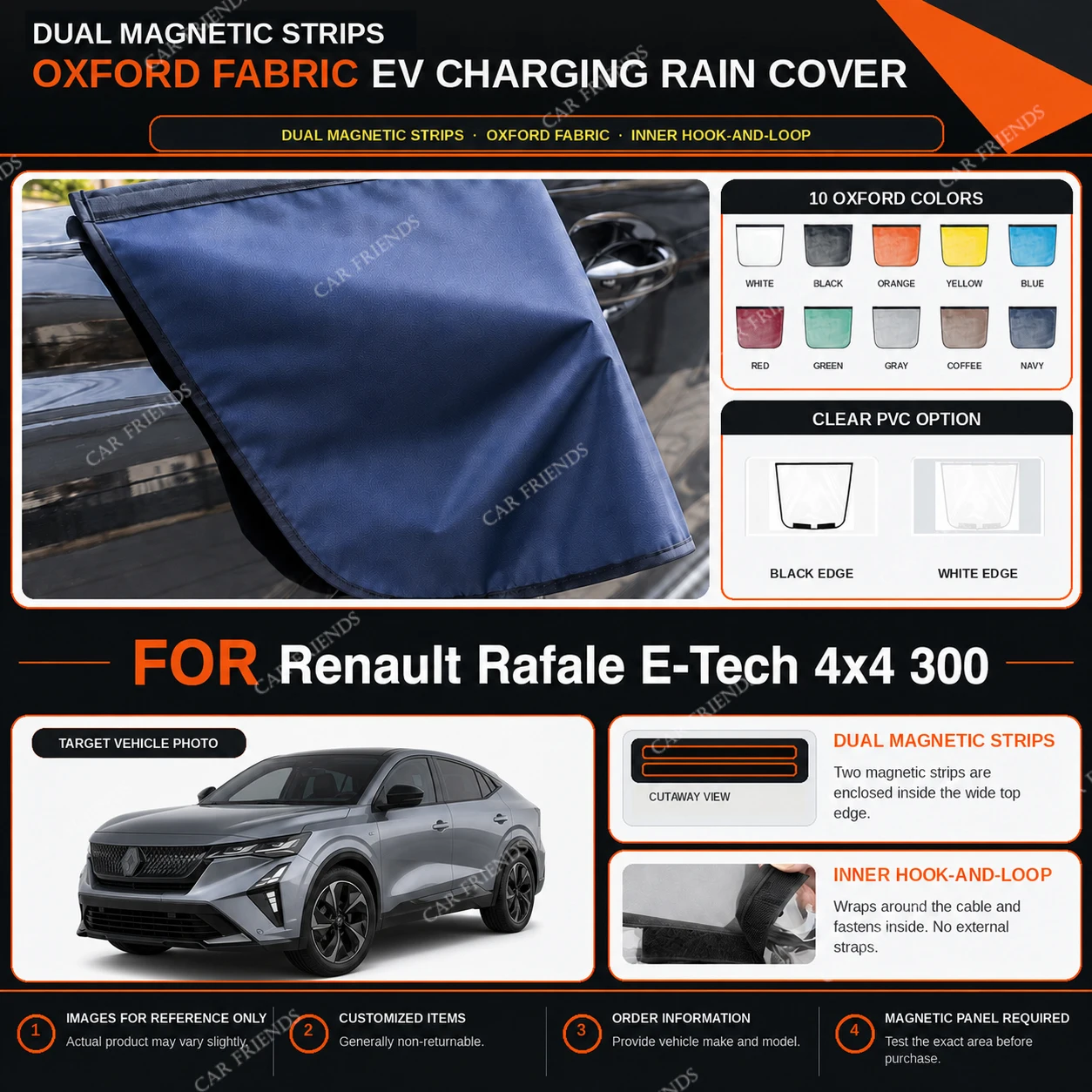 capa-de-chuva-para-porta-de-carregamento-de-veiculos-eletricos-renault-rafale-e-tech-4x4-300-em-tecido-oxford-com-tiras-magneticas-duplas-repelente-a-Agua-para-uso-externo