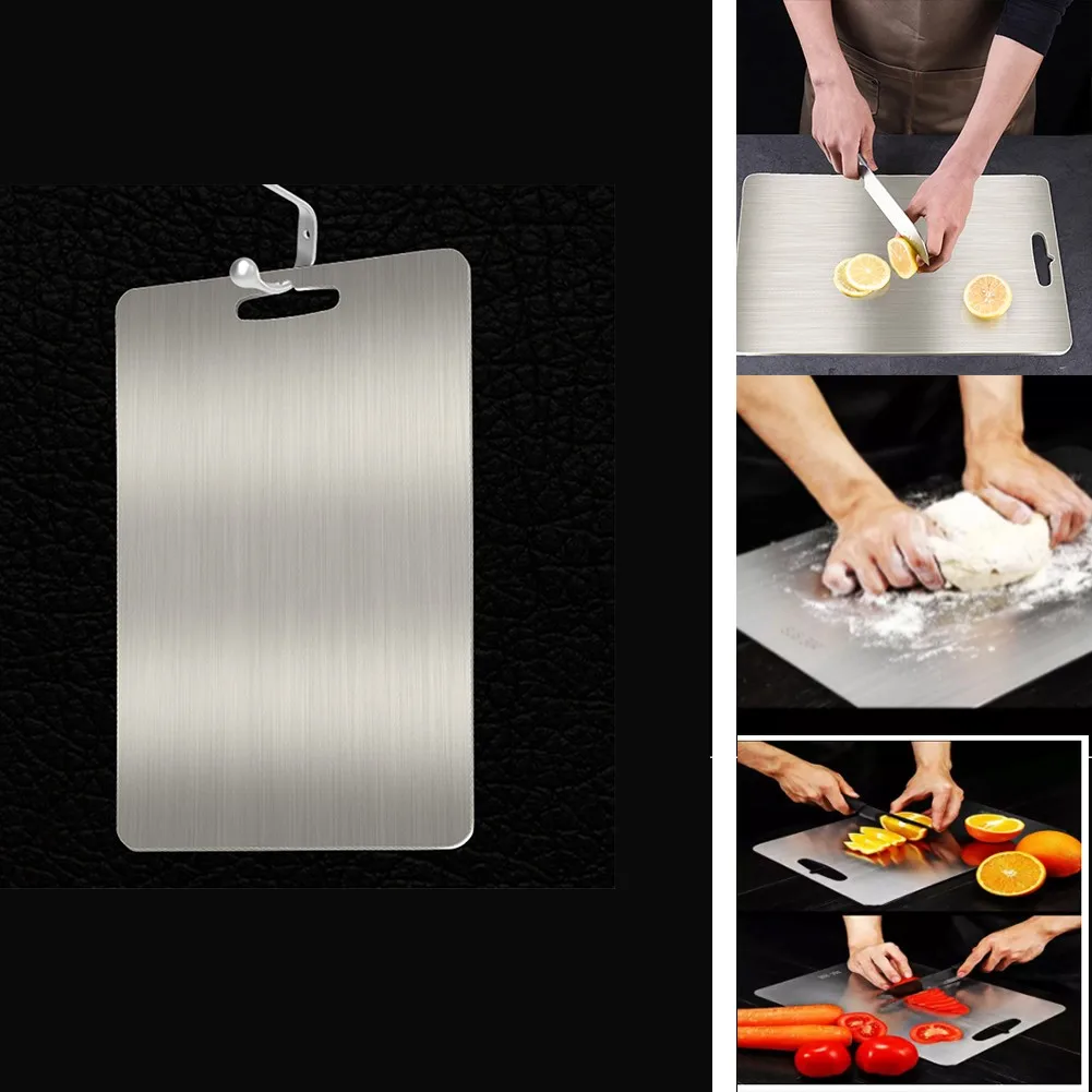 Planche à découper rectangulaire en acier inoxydable, multifonction, pour la cuisine domestique, pétrir la pâte