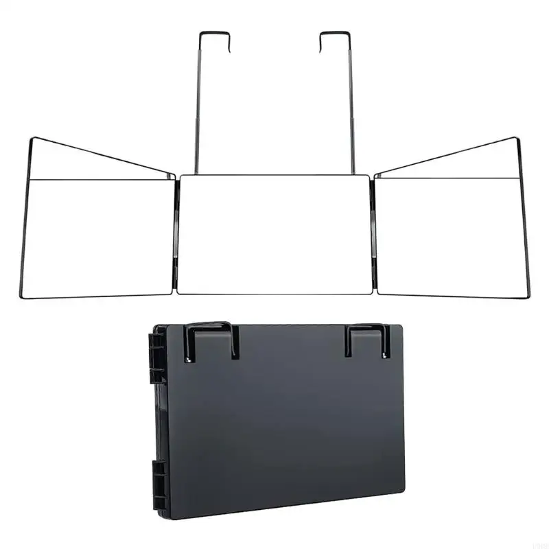 

U0DE Trifold Hair Cutting Mirror Styling Mirrors with Adjustable Height Hook