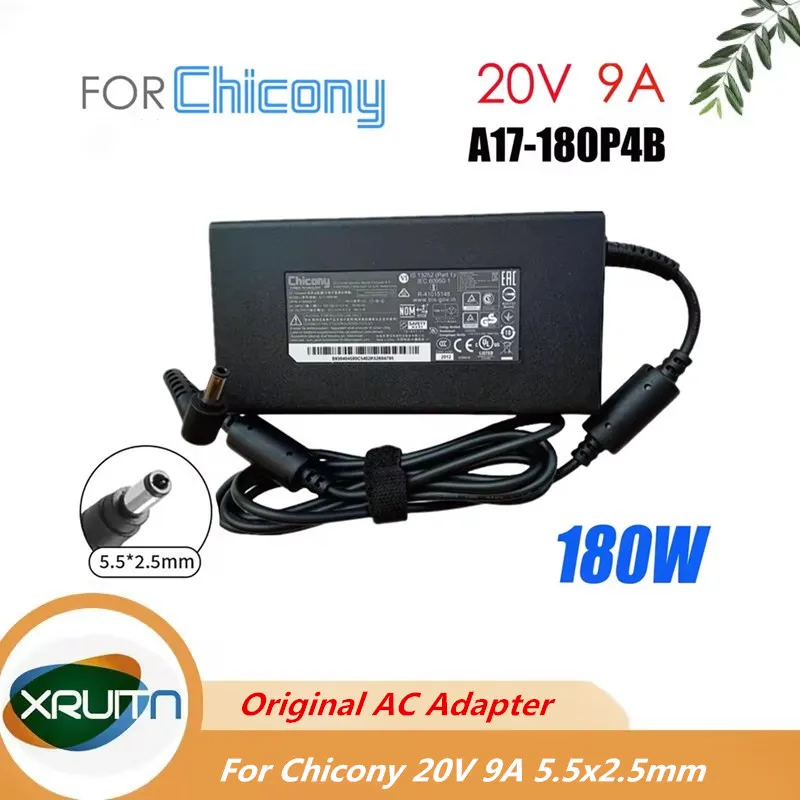 Original AC Adapter Charger For Chicony 20V 9A 180W 5.5x2.5mm A17-180P4B A180A051P A180A068P COLORFUL MSI Laptop Power Supply