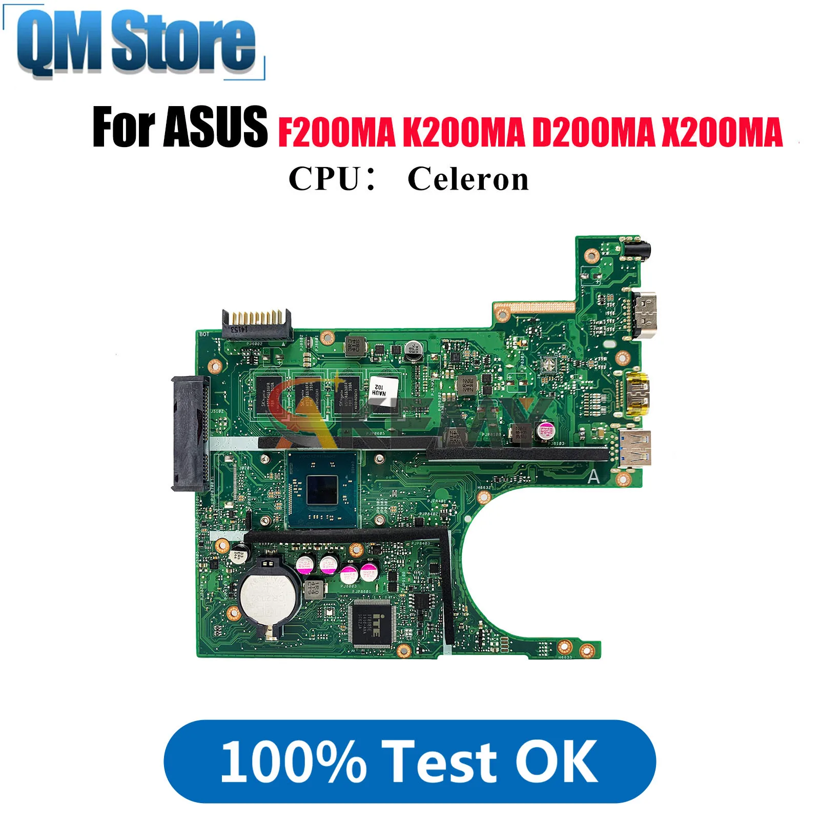 

Материнская плата для ноутбука X200MA для ASUS VivoBook D200MA F200MA K200MA X200MA X200M, материнская плата для ноутбука с процессором Celeron, 100% тест в порядке